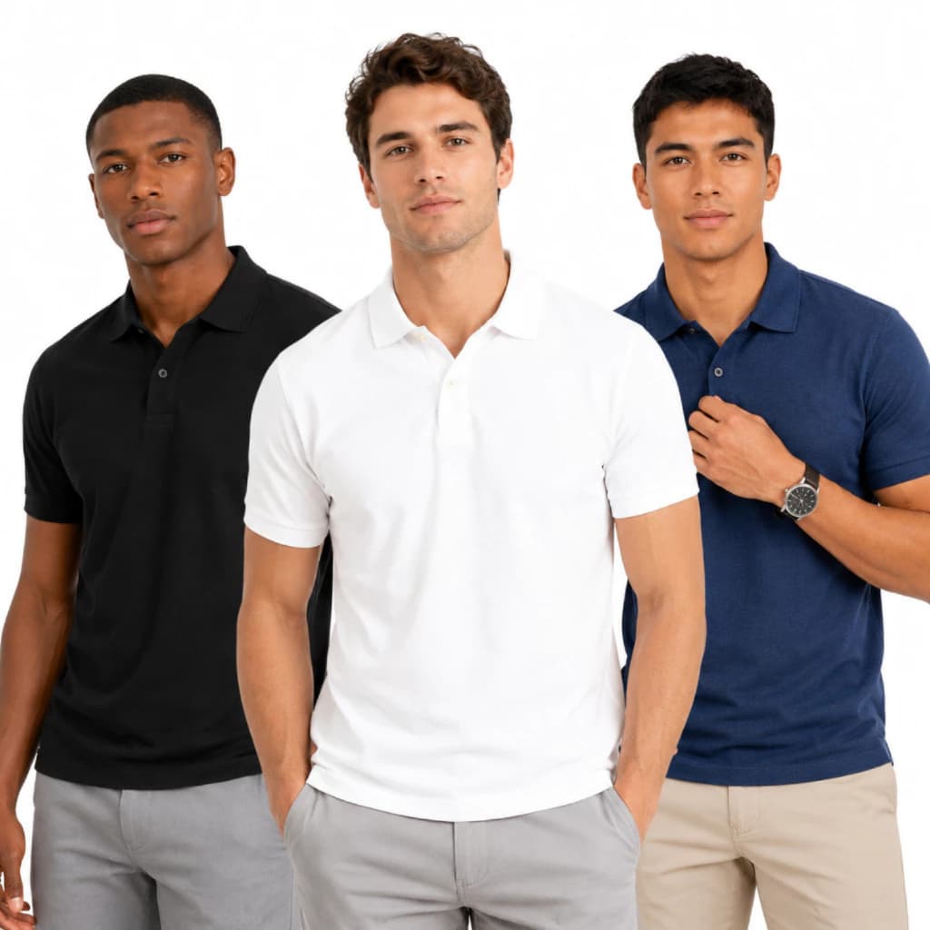 Kit 3 Polos Masculinas Piquet Confortável Trabalho Uniforme Empresa