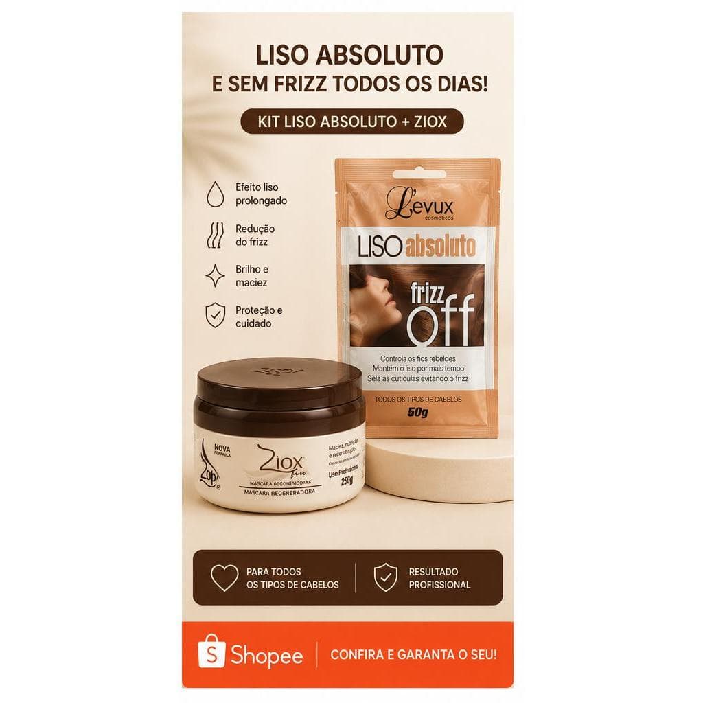 Kit Liso Absoluto Frizz Off + Máscara Ztox Zap Tradicional 250g