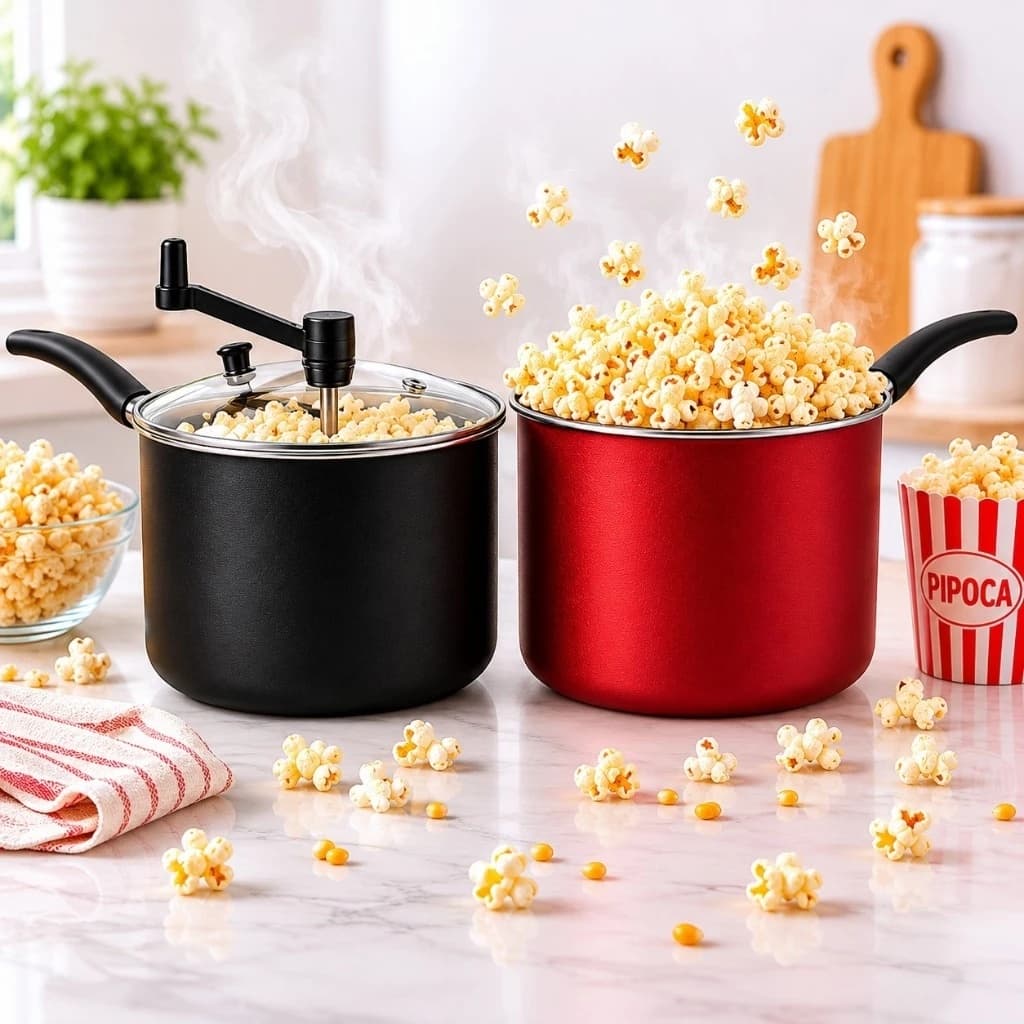 Pipoqueira Alumínio Tampa Transparente 2,7L Antiaderente Milho Pipoca Gourmet Cinema Casa Arraia