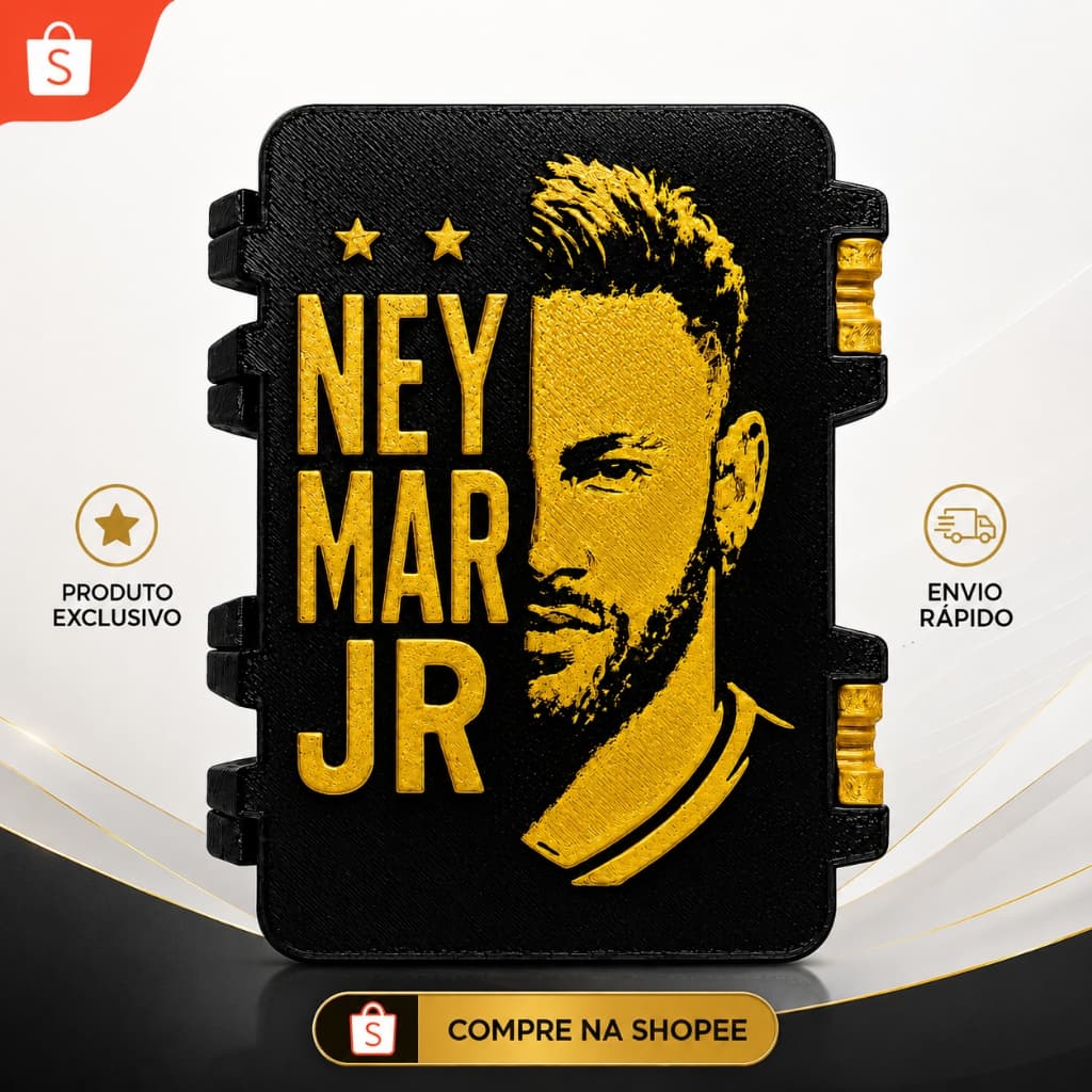 Porta Figurinhas Copa 2026 Neymar JR Organizador de Cards Futebol Estojo Premium para Figurinhas Caixa Colecionador