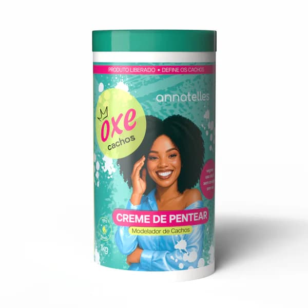 Creme de Pentear Modelador De Cachos 1kg Oxe Cachos Anna Telles Cabelos Crespos Cacheados Ondulados Fitagem