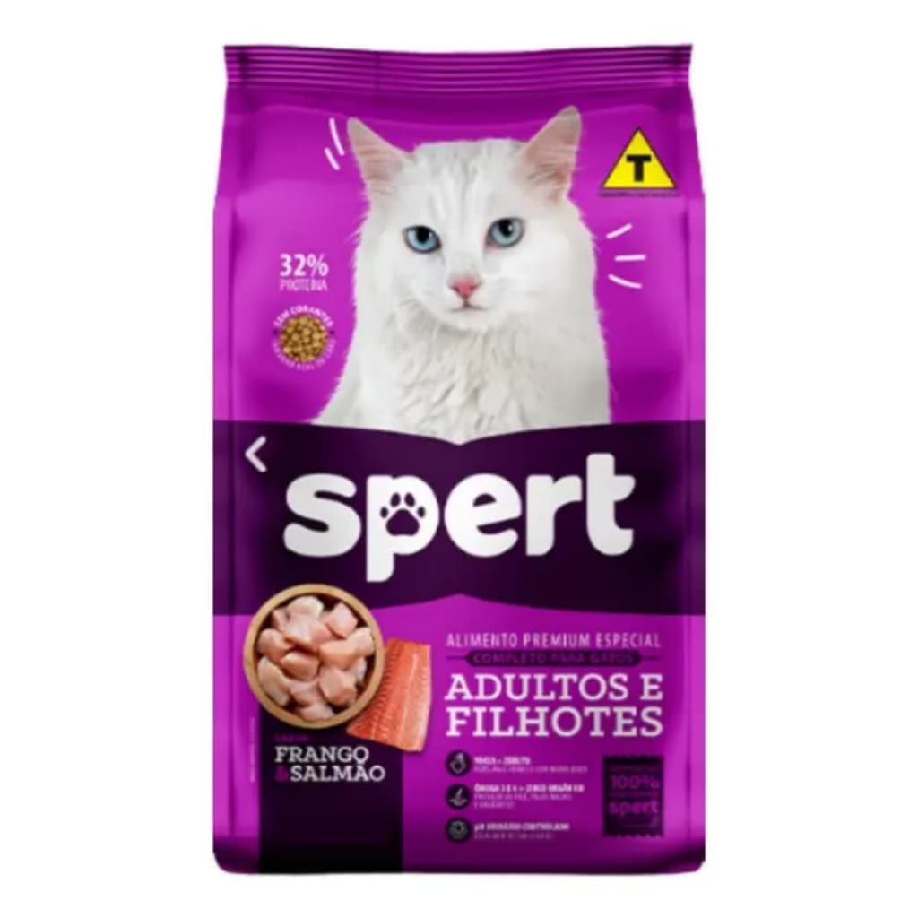 🐱 Ração Spert Gatos Adultos e Filhotes Frango Salmão 10,1kg