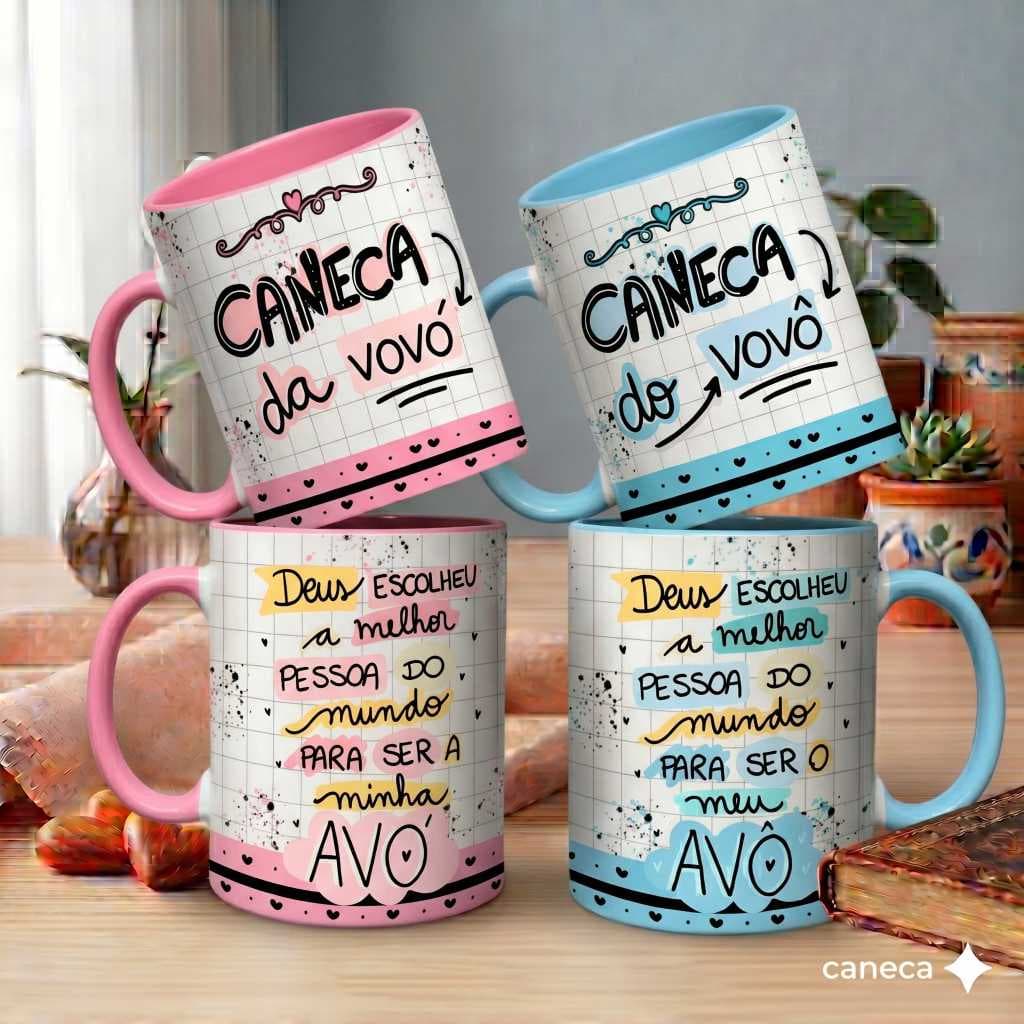 Caneca de Porcelana Presente dia dos Avós Vovó Vovô Avó Avô