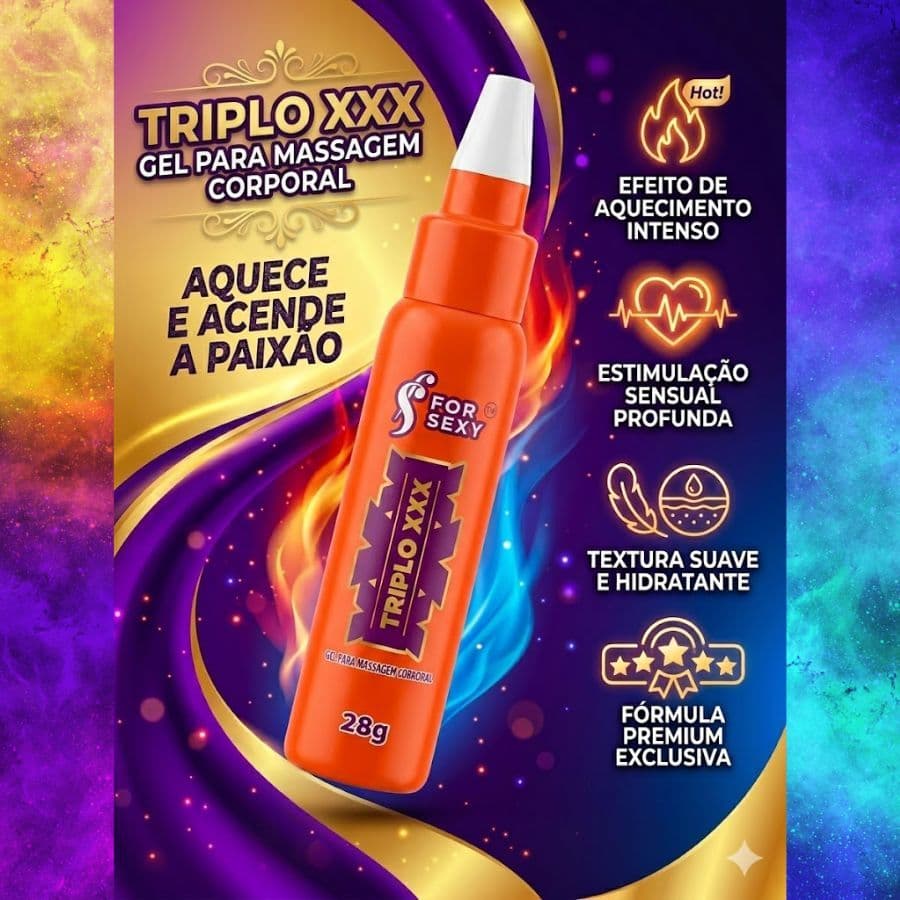 Gel Para Massagem Corporal Triplo XXX 28g – Efeito Quente Intenso e Sensação Estimulante