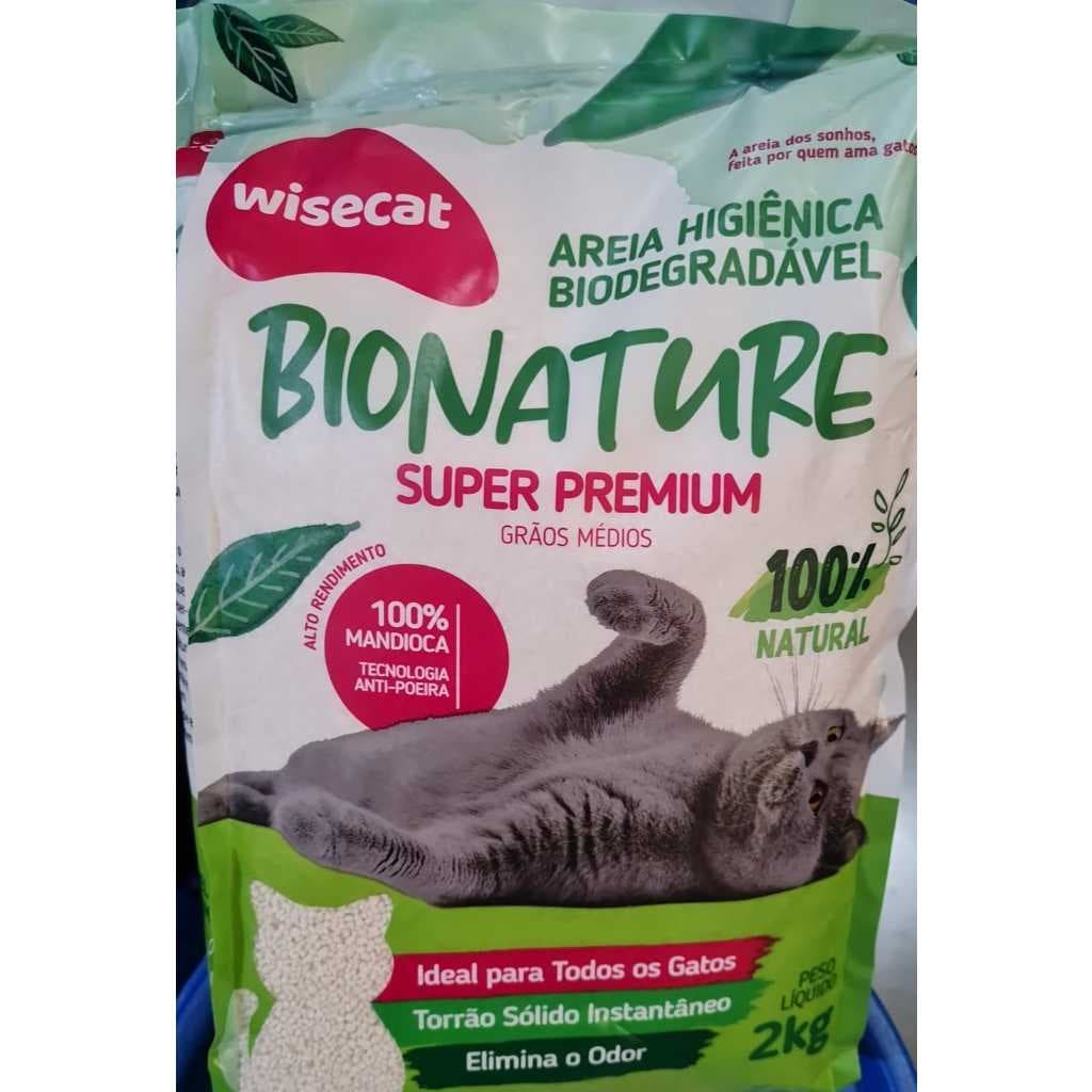 Areia De Mandioca Para Gatos Wisecat Bionature 2kg