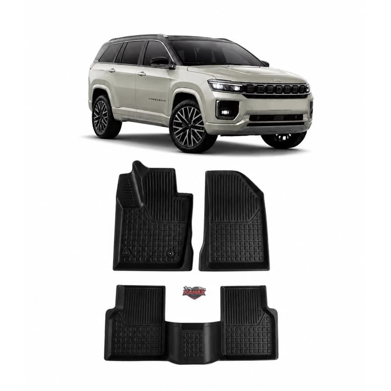 Tapete Bandeja Jeep Commander (2016 a 2026) – Kit com 3 Peças em TPE Flexivel
