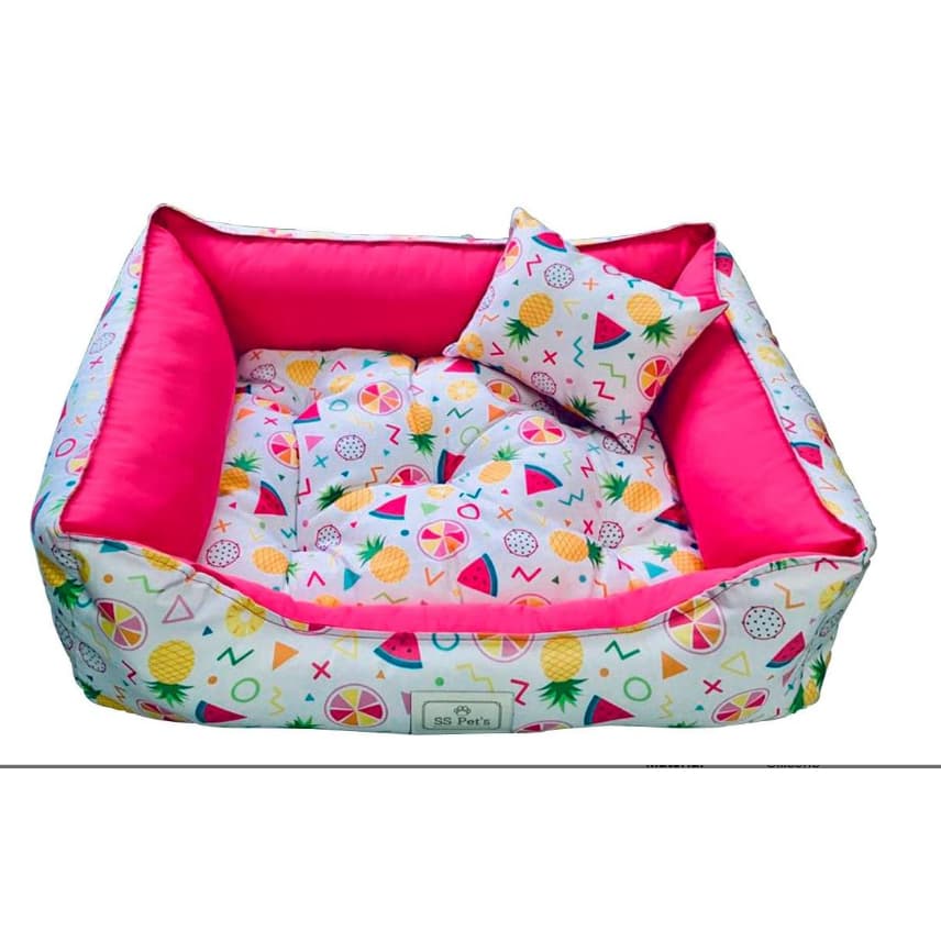SS Pets Cama Pet Para Cães E Gatos Tropical Rosa Tamanho Médio