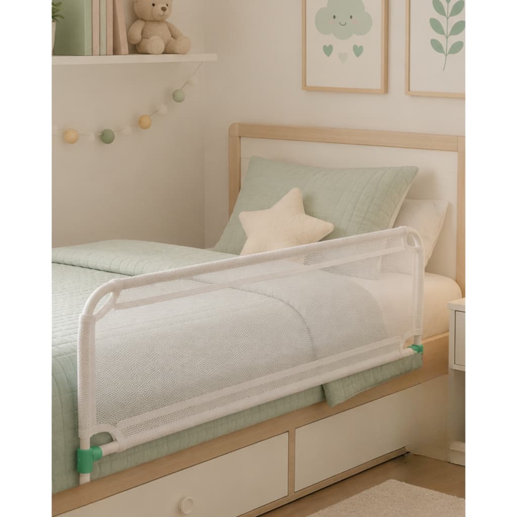 Grade de Cama de Proteção Branca Tela Segurança Dobrável e Fácil de Instalar