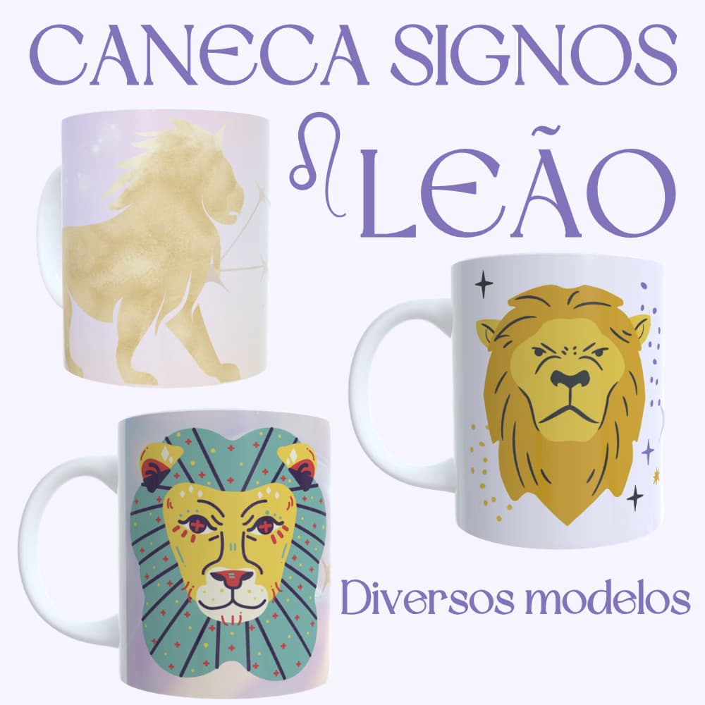 Caneca Signo Leão Zodíaco Horóscopo Astrologia Presente Aniversário Amiga | Cerâmica 325ml | Leonina, leonino, mística