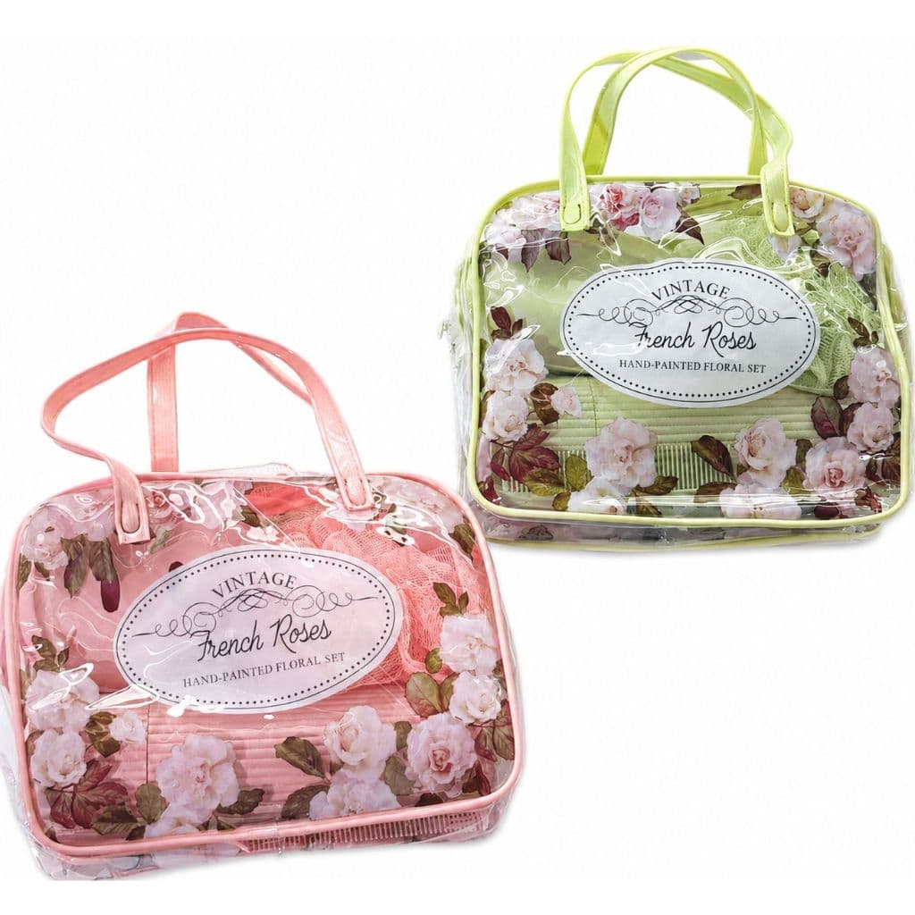 Kit 2 Necessaires Femininas 10 Itens Rosa e Verde Viagem Higiene Pessoal