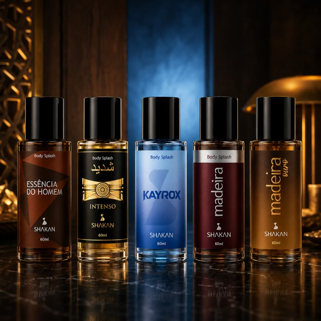 Kit Body Splash Masculino Shakan 60ml Kayrox Madeira Ouro Prata Intenso Essencias Masculino Presente