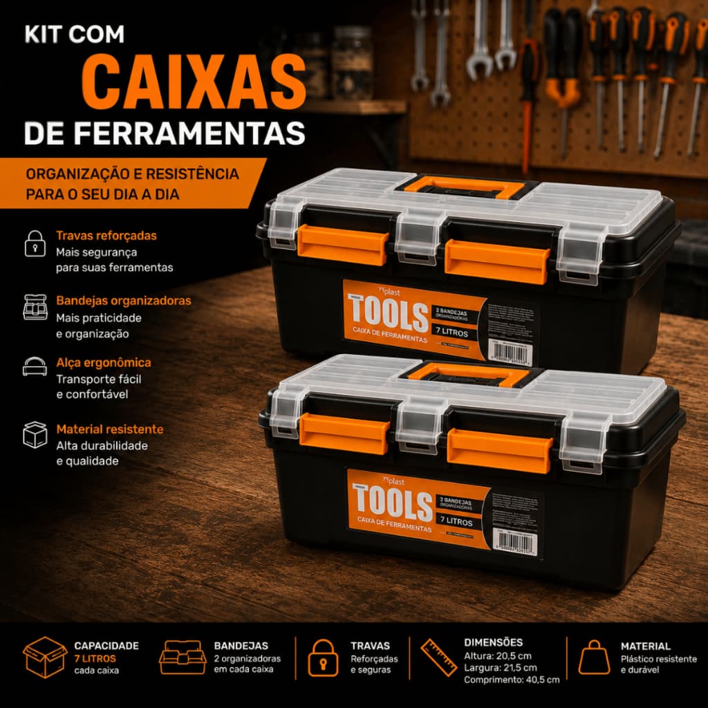Caixa de Ferramentas Maleta Pesca Preta Resistente Reforçada Organizadora Mega Promoção Envio Rápido