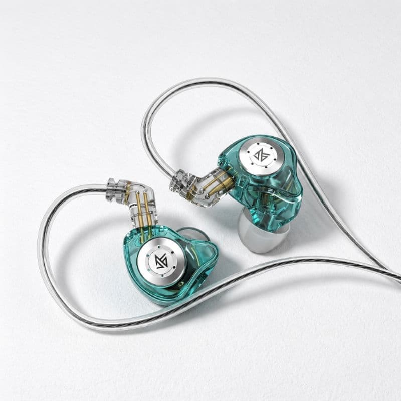 Fone KZ EDX Pro Ciano Com Microfone In-Ear Hi-Fi Monitor Profissional Grave Forte Cabo Removível