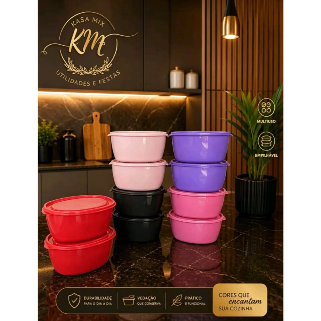 kit 100 marmitas 1litro oval pote organizador vasilha atacado brinde