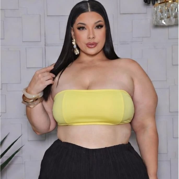 Top Faixa Sutia Plus Size Suplex forro duplo Sustentação Zero Transparência Tomara Que Caia