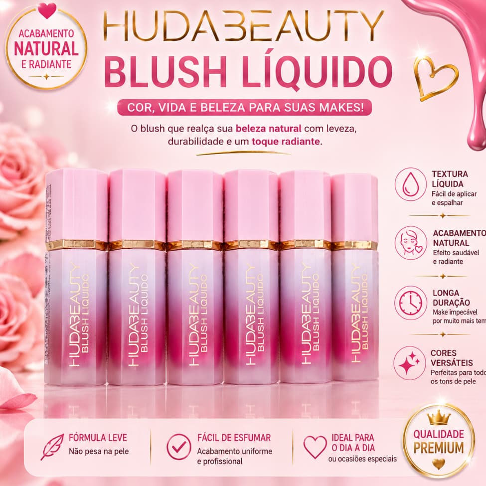 Blush Líquido  Matte HudaBeauty Toque Aveludado Super Pigmentando