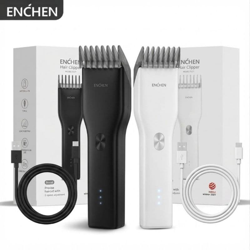 Aparador De Pelos E Maquina De Cortar Cabelo Barbeador Eletrico Enchen Boost Profissional Bivolt Sem Fio
