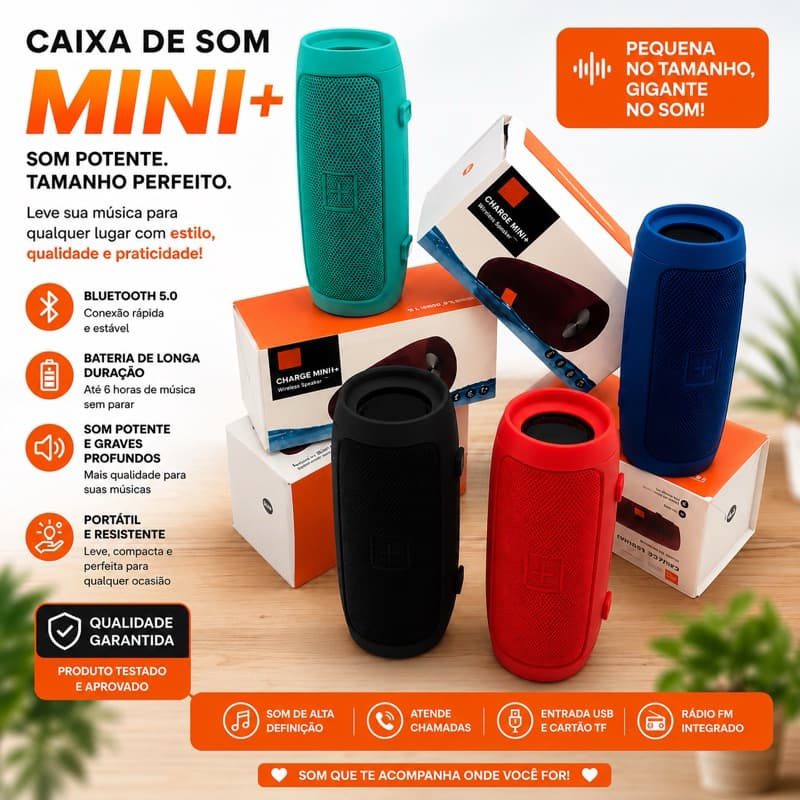 Caixa de Som Bluetooth Portátil COR ALEATÓRIA - Conectividade Versátil e Áudio de Alta Qualidade