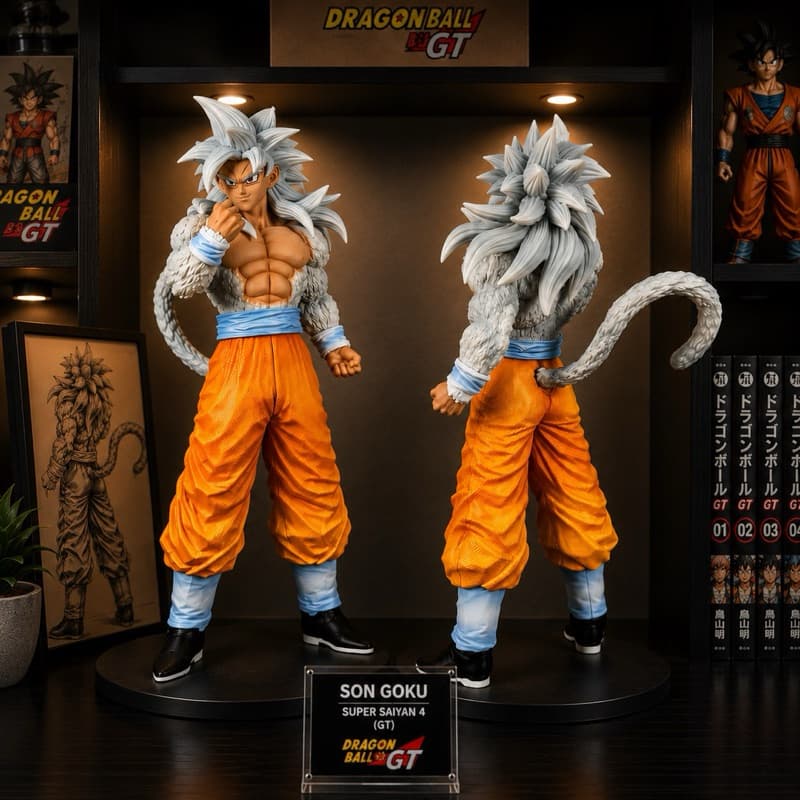 Action Figure Goku Super Saiyajin 4 Branco 30cm Dragon Ball GT Colecionável Premium