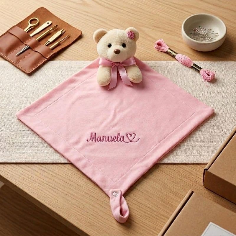 Naninha Bebê Personalizada Com Nome Prendedor Chupeta Algodão Macio Menino Menina Infantil 30x30cm