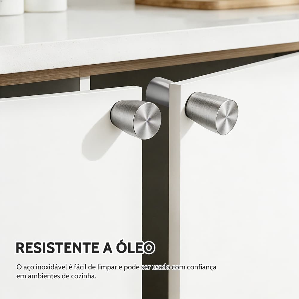 Par de Puxadores 9cm para Gaveta, Porta e Armário em Inox 201 Acabamento Escovado para Cozinha e Guarda-Roupa