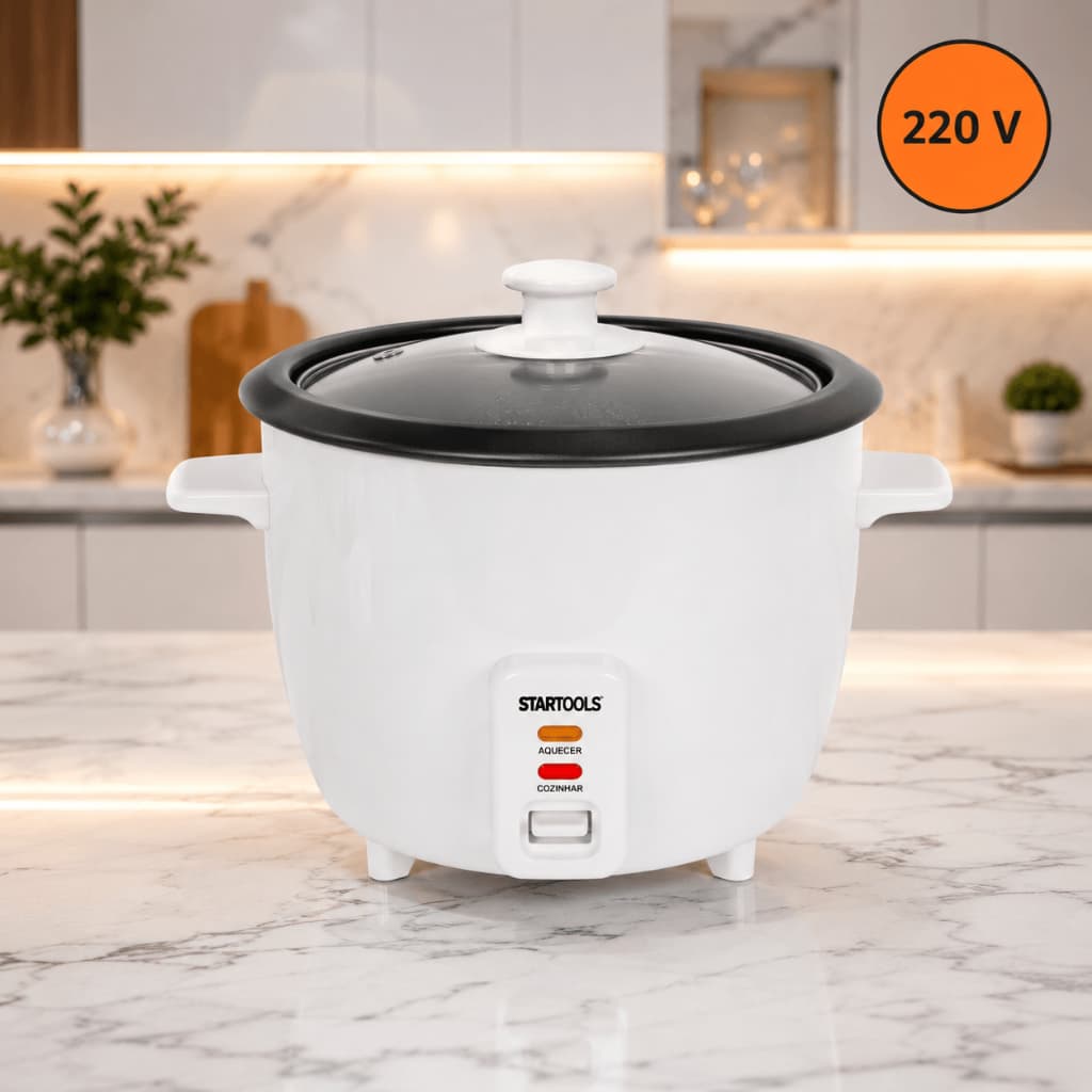 ⭐Panela Elétrica Arroz Capacidade 1,3 Litros 220 V Branca Design Moderno Praticidade Eficiência⚡