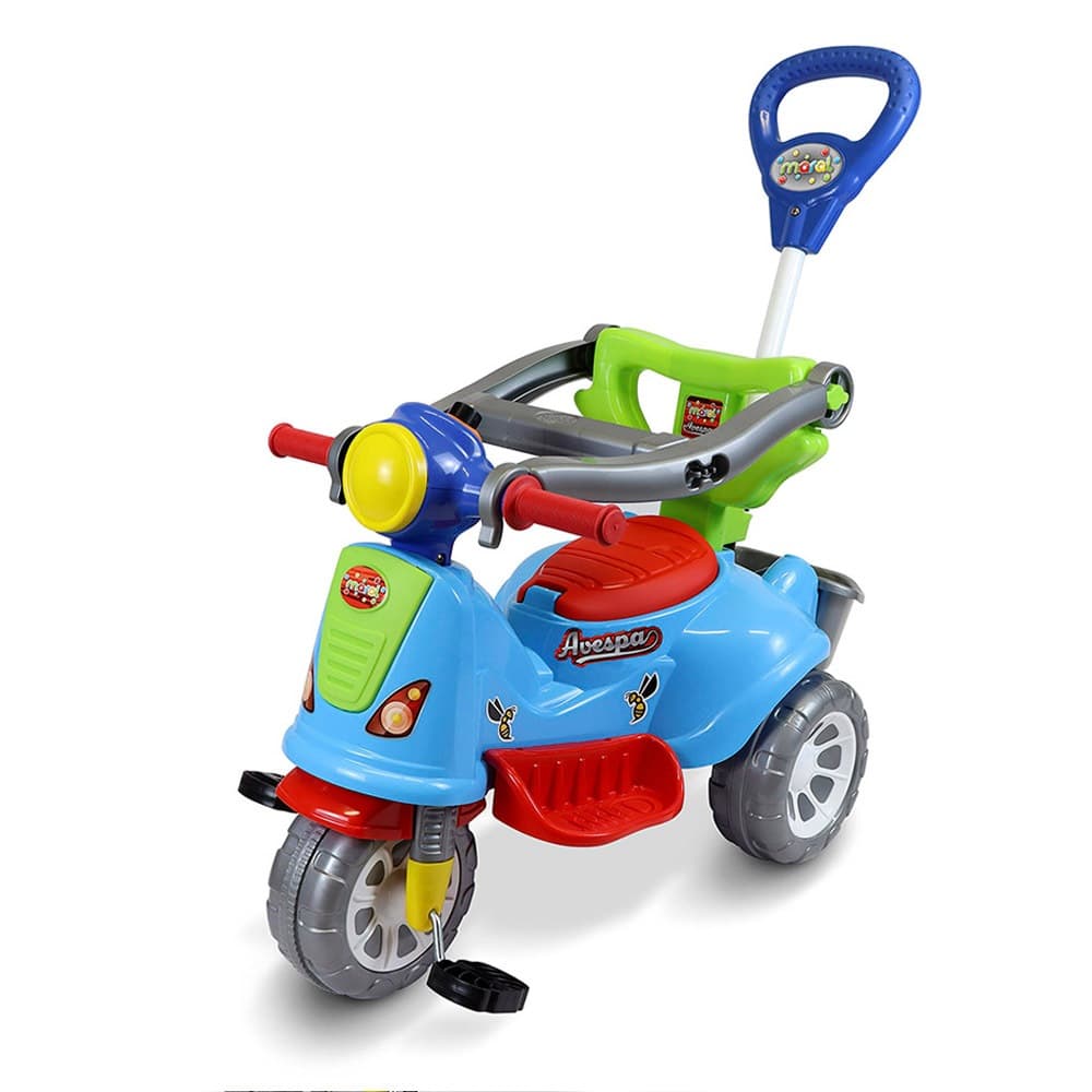 Triciclo Infantil Com Empurrador 2 Em 1 Maral Avespa Passeio Pedal Proteção Até 25kg