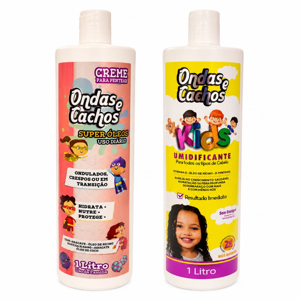 Creme Infantil Ondas e Cachos 1L Cachos Definidos Hidratação Profunda Kids