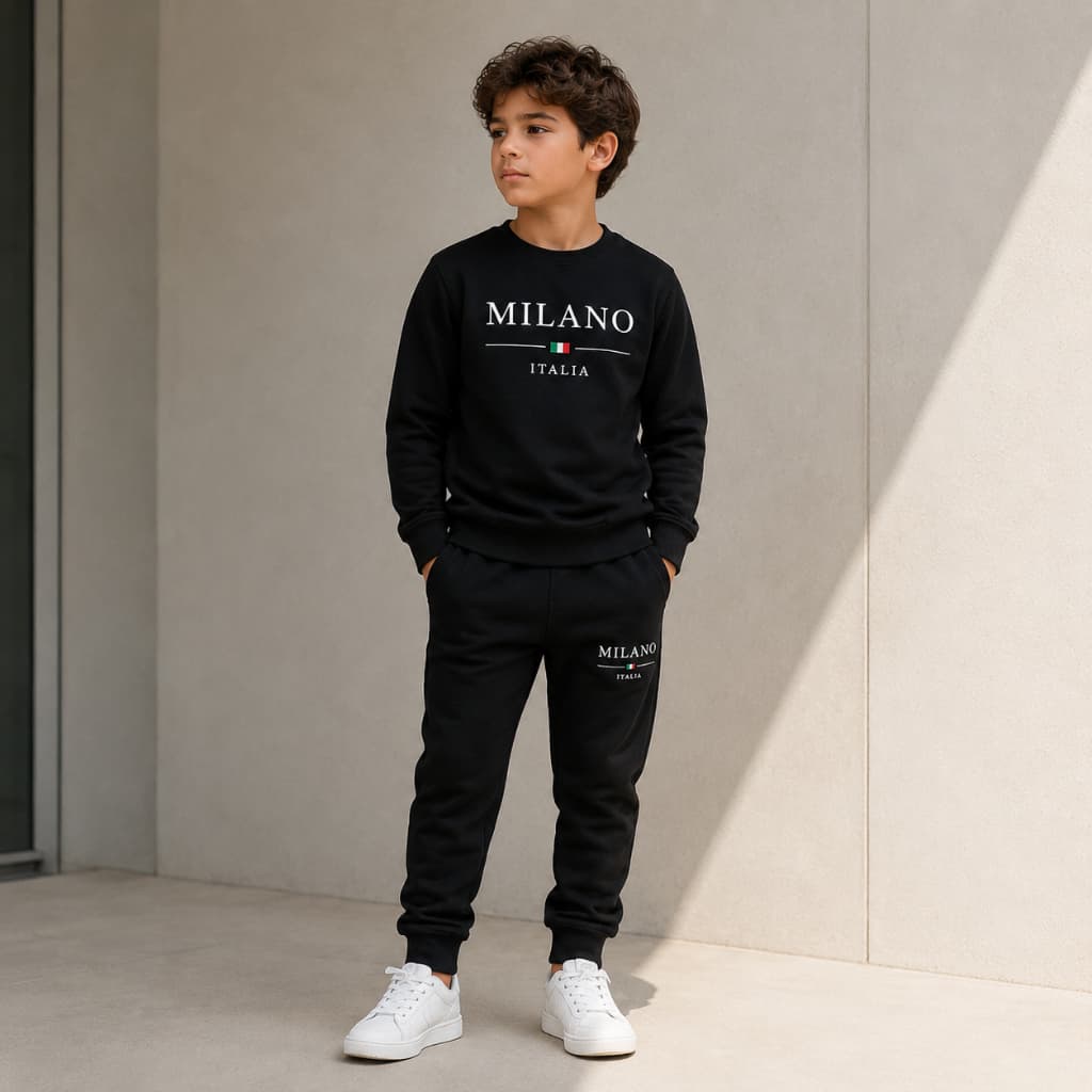 Conjunto Infantil Moletom Milano Calça e Blusa Com Bolso Masculino Feminino Algodão Flanelado