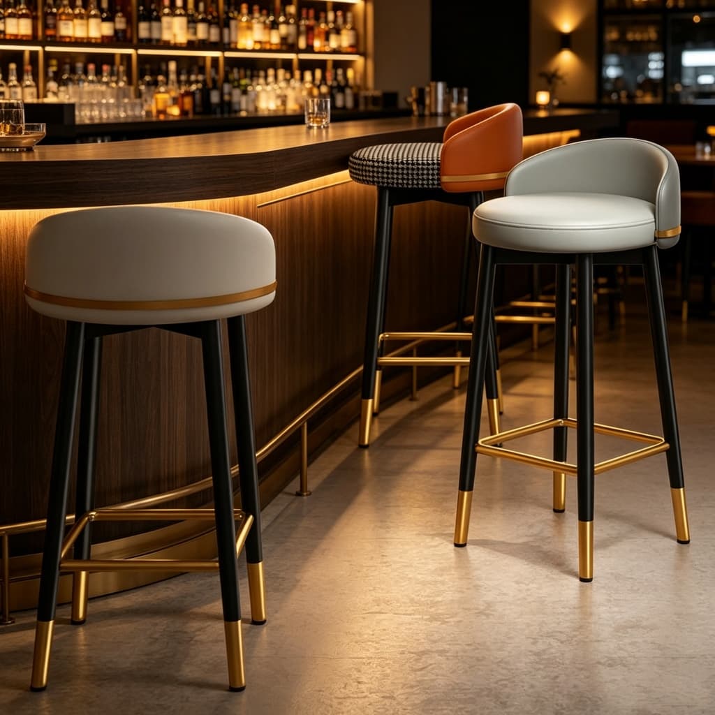 Banco de bar Banco alto Moderno e minimalista Banco alto Balcão de bar um banco alto Encosto para casa Cadeira de perna
