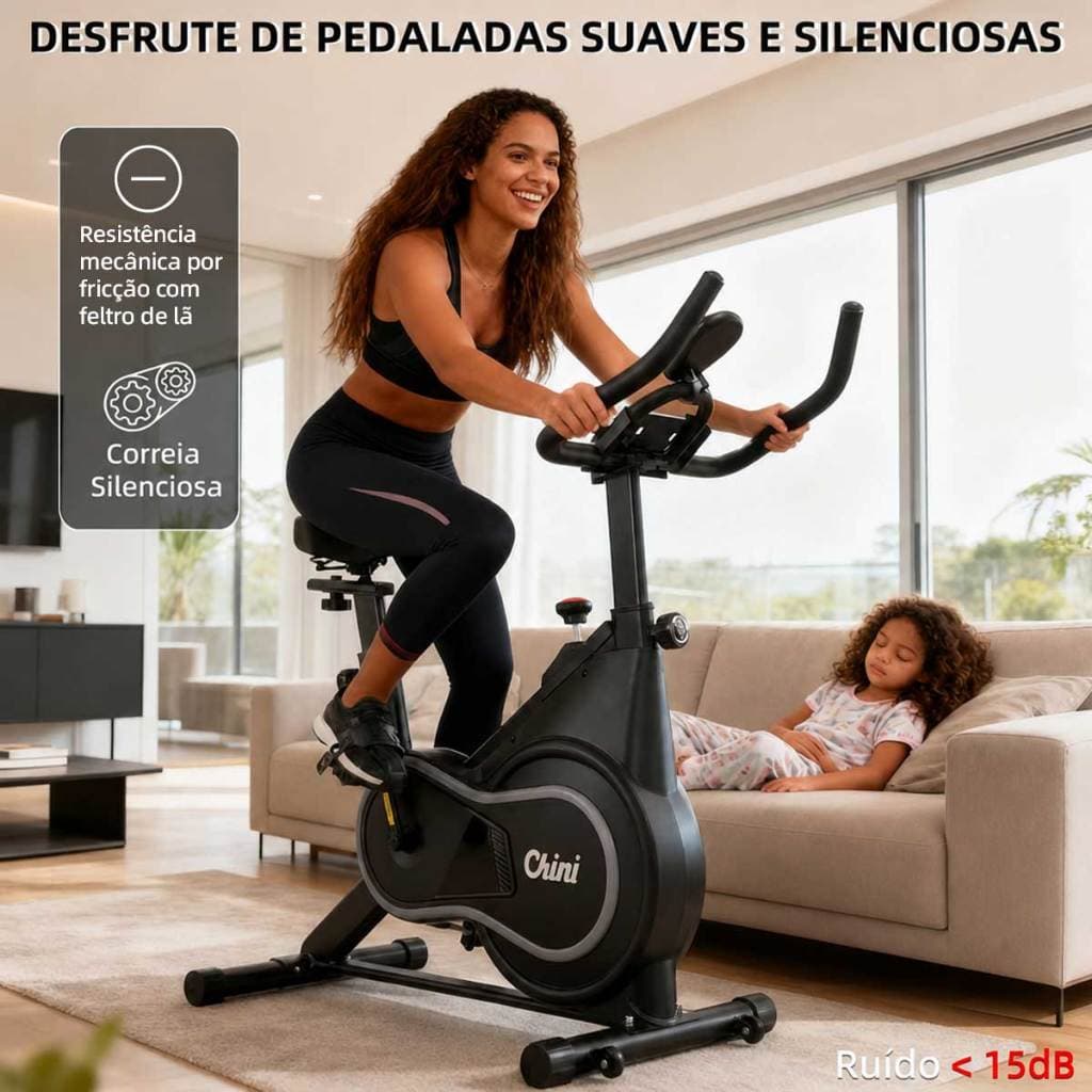 Bicicleta Ergométrica Spinning Bike Fitness Silenciosa Ajustável 120kg Cardio Para Casa