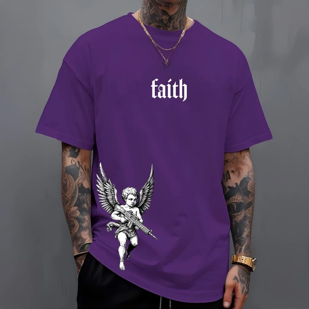 Camiseta Streetwear Unissex Faith Camisa Algodão Lançamento Treino Academia casual Estilo de Rua