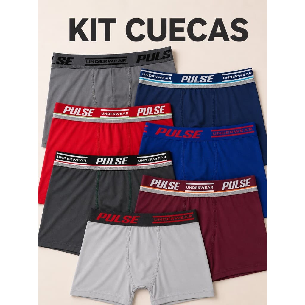 Kit Com 5 Cuecas Boxer De Microfibra Adulto Box Masculina Lisas