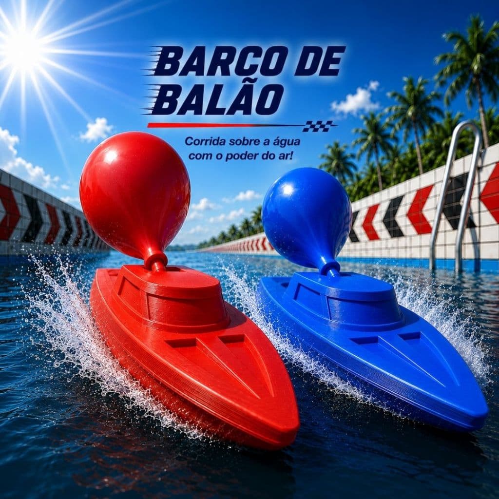 Barco de Corrida Movido a Balão Brinquedo Educativo para Água