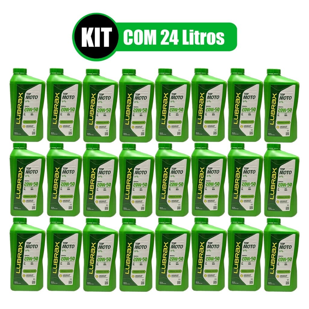 Oleo Moto Kit 24 Litros Lubrax Mineral 20w50 4t Motos