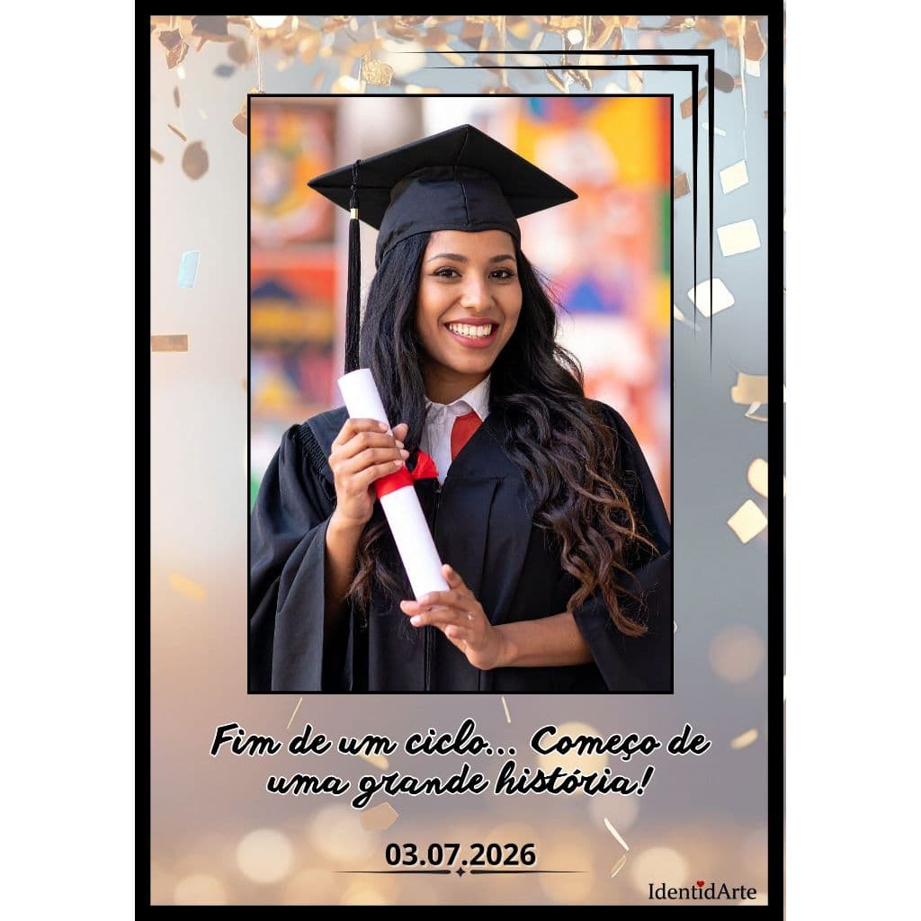 Quadro Personalizado Formatura Presente Porta-retrato Decorativo com moldura A4 em plástico e proteção acetato