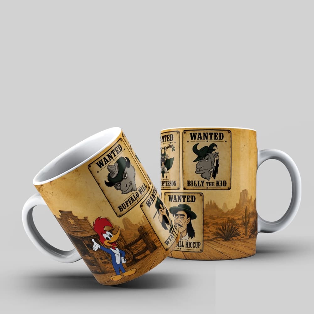 Caneca Pica Pau Faroeste Procurado Desenho Retro Top