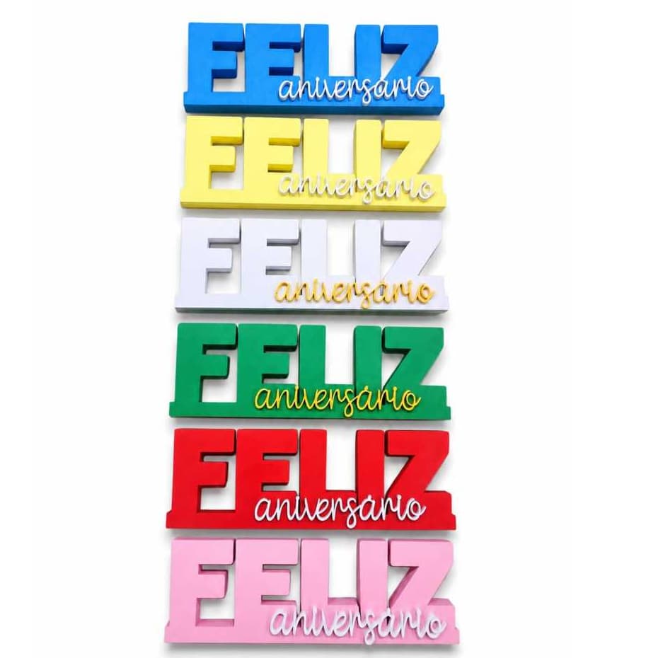 Topo de Mesa Feliz Aniversário 3D Decoração Festa Personalizada Enfeite Mesa