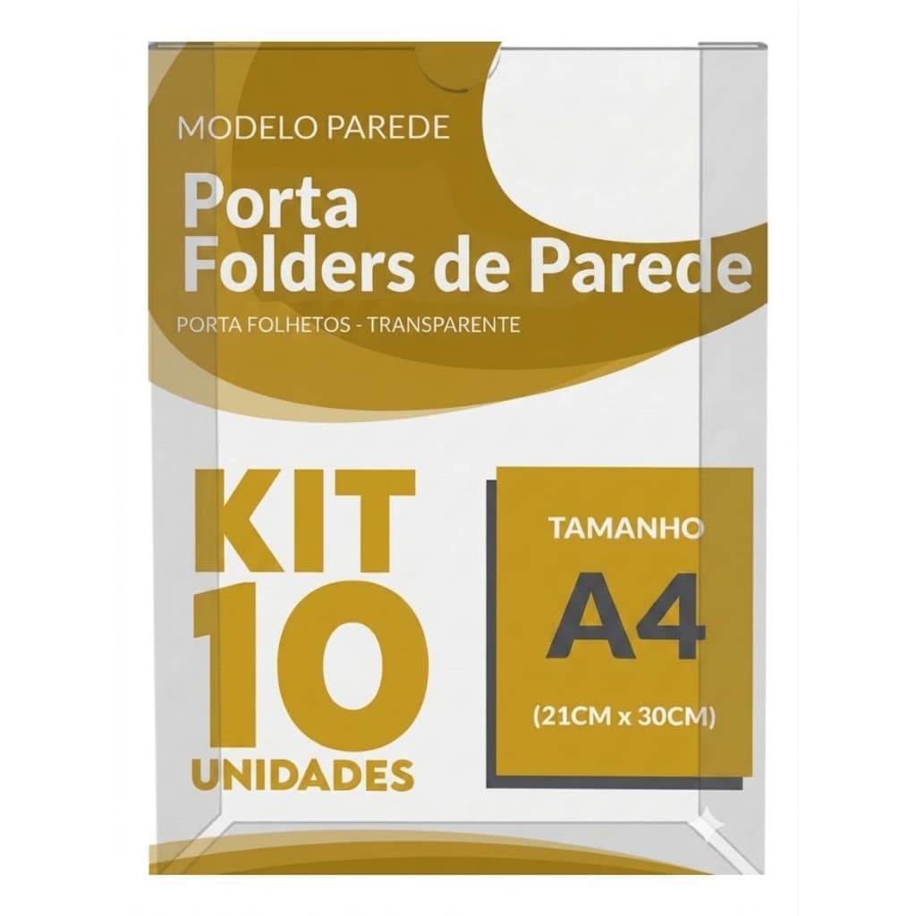 Display de Parede A4 (21x30,0 cm) porta folheto de parede - Vertical ou horizontal Fita dupla face