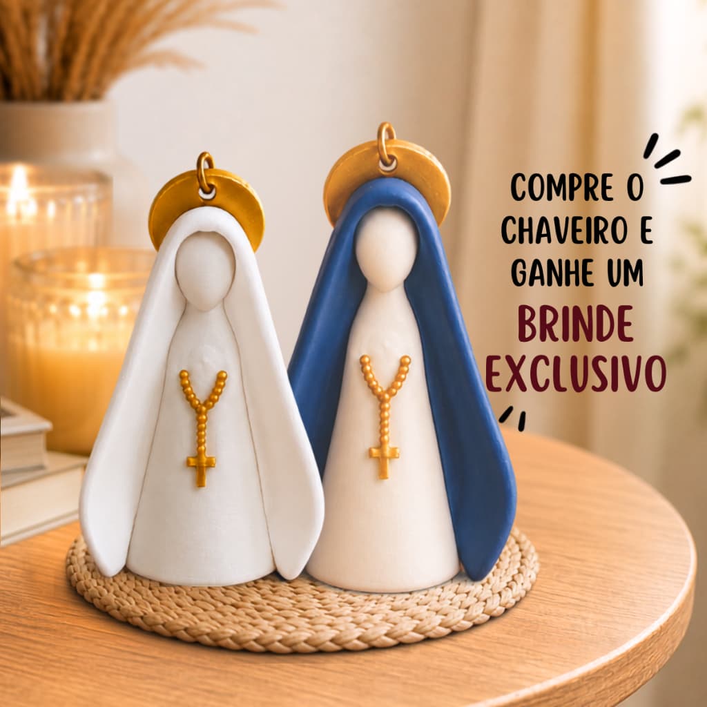 Chaveiro Nossa Senhora + BRINDE Lembrancinha Aparecida Religiosa Chaveiro Batizado Primeira Comunhão