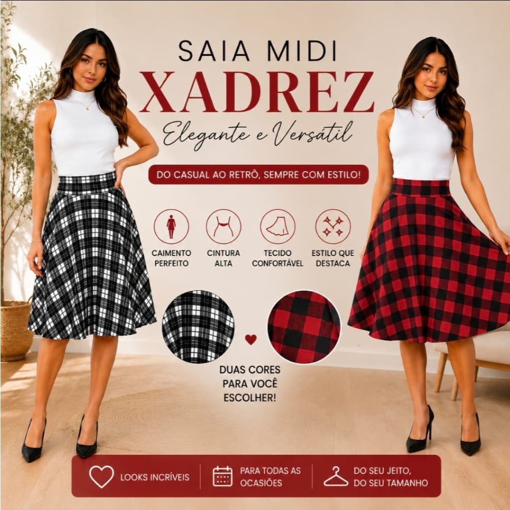 Kit 2 Saia Midi Gode Estampas
