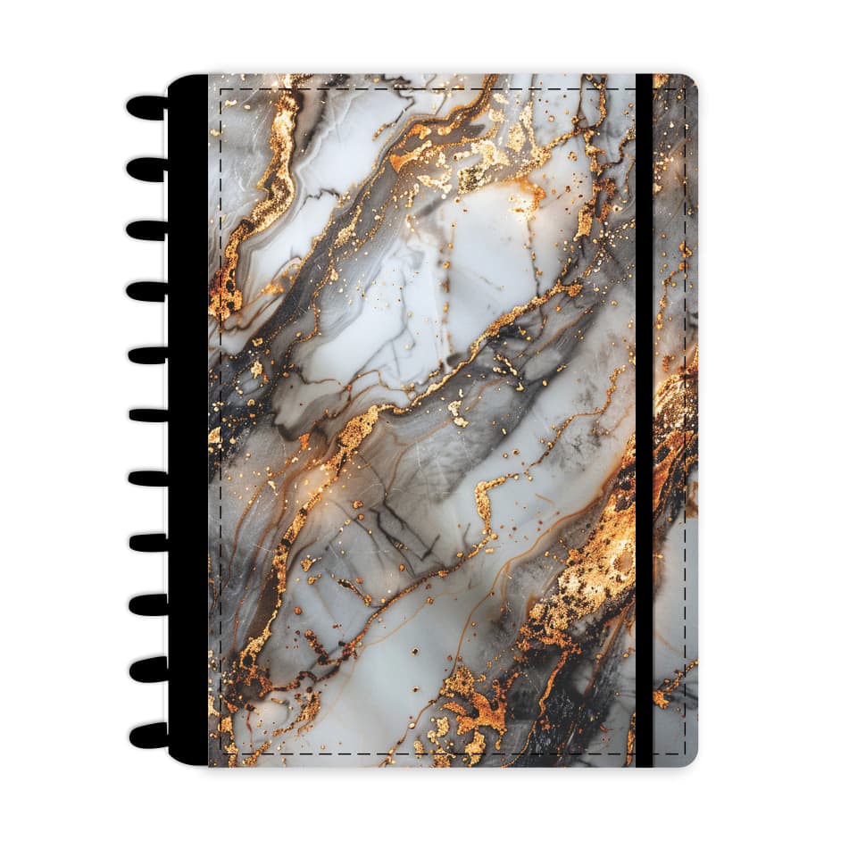 Caderno de Discos Mármore Cinza - Abyara Graf ( Tipo Caderno Inteligente)