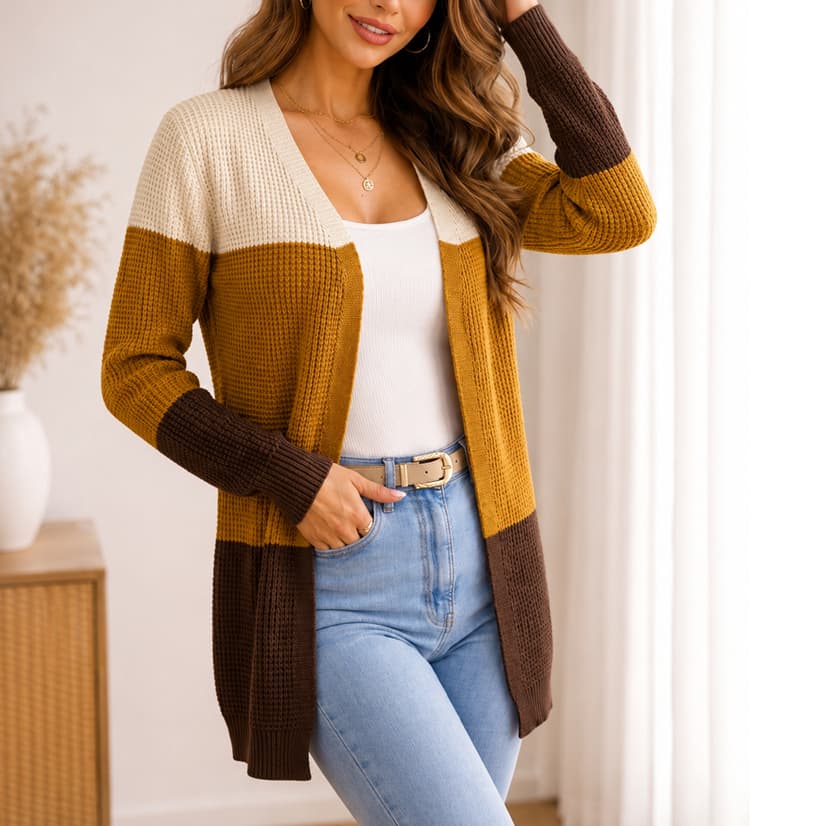 Casaco Feminino Blusa de Frio Cardigan Kimono Sobretudo Tricot Fang Grosso Outono Inverno Meia Estação