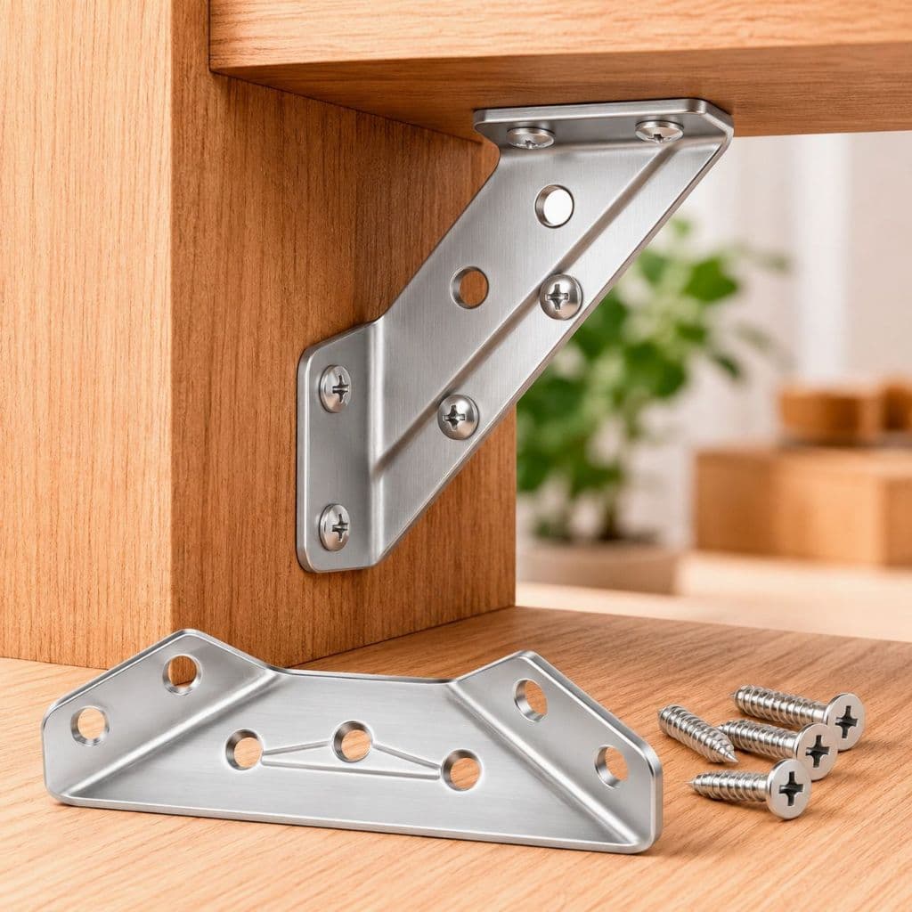 Kit 20 Cantoneiras de Reforço Inox 1,2mm para Móveis Prateleiras e Armários