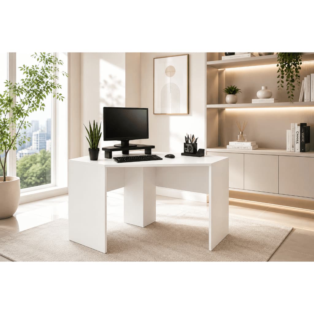Escrivaninha Mesa em L Escrivaninha Branca Móvel de Canto para Home Office, Quarto e Escritório