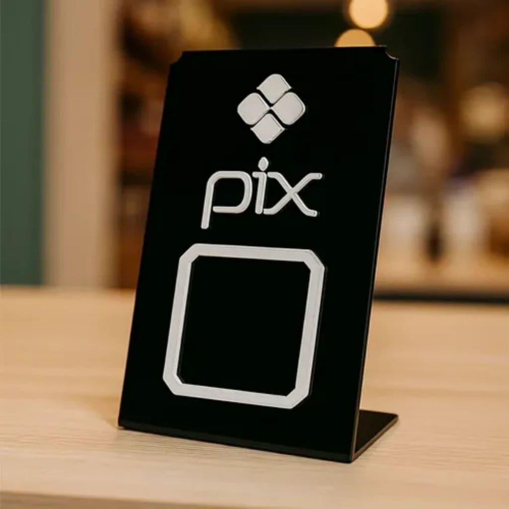 Placa Pix QR Code Display Para Pagamento Em Acrilico Espelhado