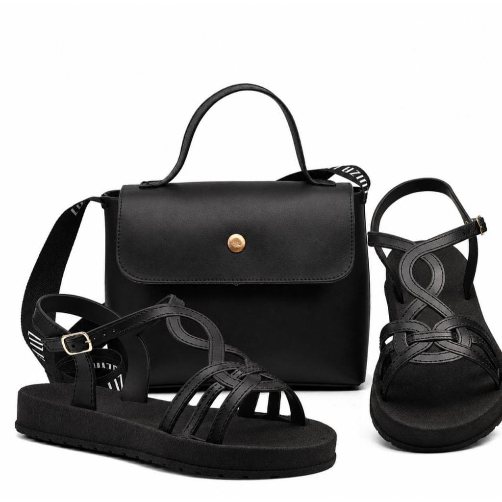 Kit Sandália Feminina Luiza Liz Confortável com Bolsa Luxo de Brinde