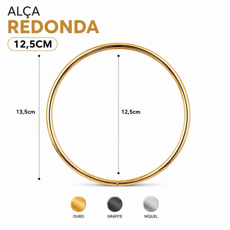 Alça para bolsa de metal redonda 12.5CM - 1PAR