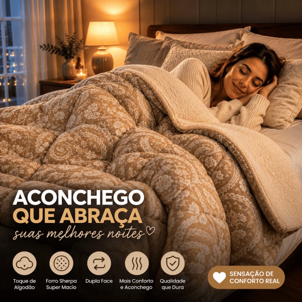Edredom Cobertor Dupla Face Sherpa Coberdrom Casal Toque Algodão Premium Super Macio Envio FULL