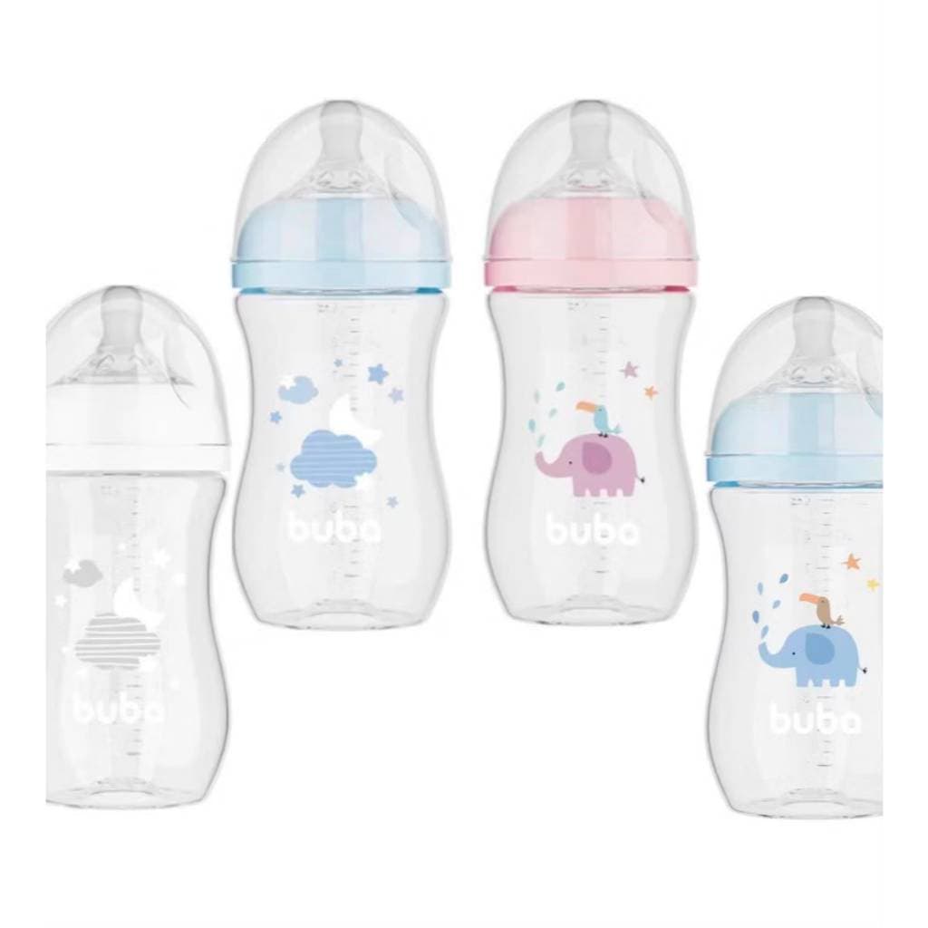 Mamadeira Buba Easy Flow 270ml Anticólica Bico Silicone Macio Livre de BPA para Bebê